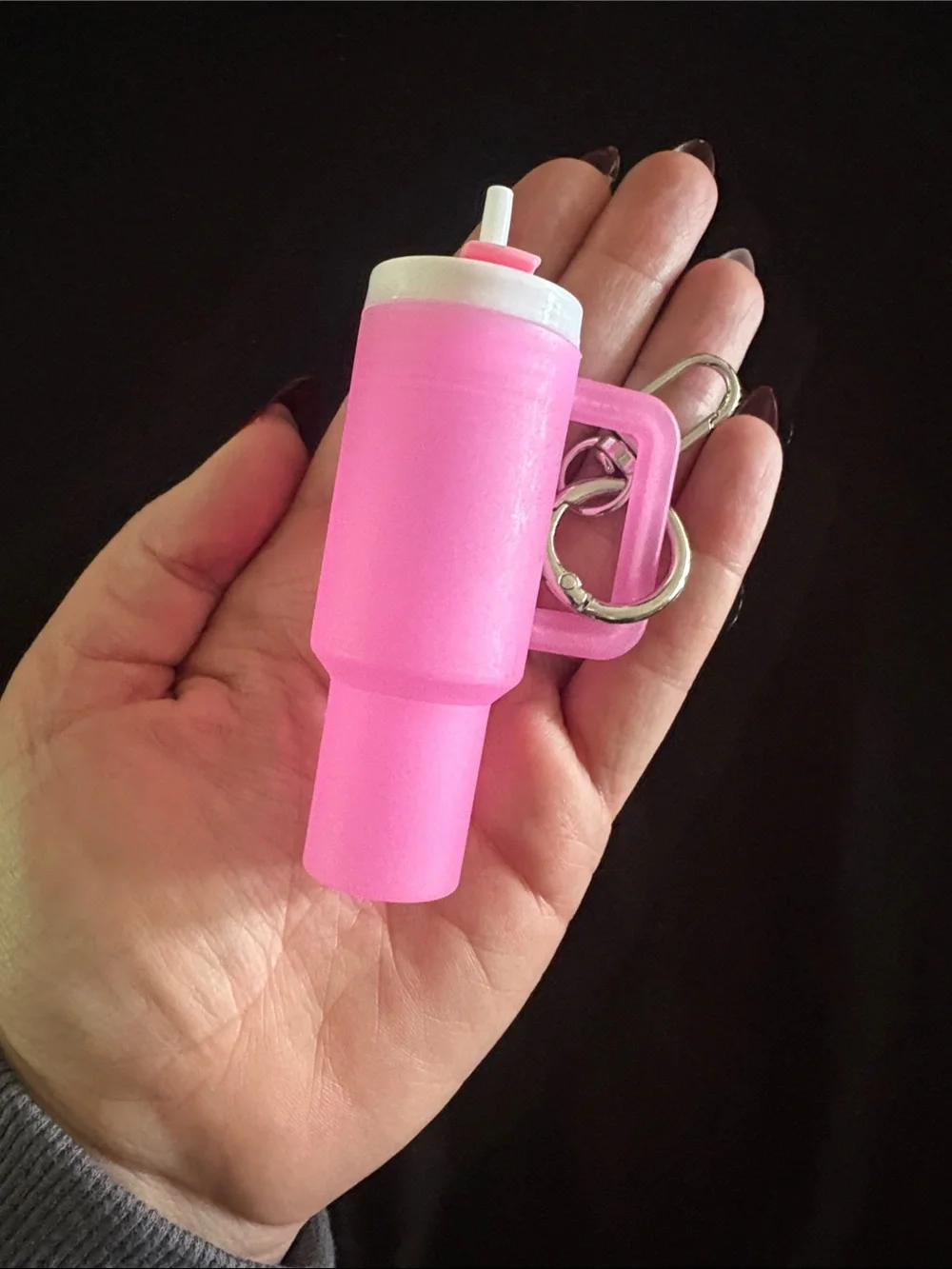 Pink and Blue Glow In The Dark Mini Tumbler Keychain Bag Charm Set